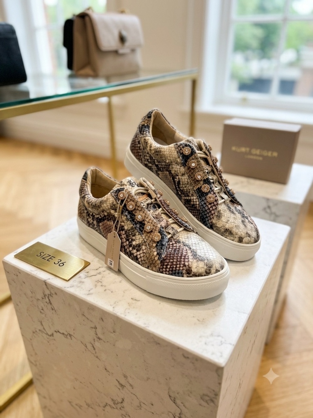 Kurt Geiger Multicolor Snakeskin-Print Platform Sneakers